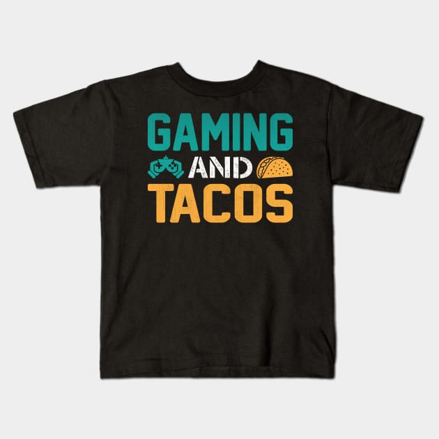 Gaming and Tacos Novelty Video Game Gift Kids T-Shirt by TheLostLatticework